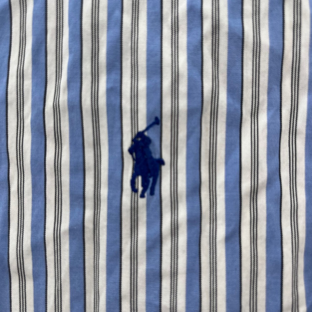 Polo Ralph Lauren Mens XL Classic Fit Blue White Stripe Button Down Shirt Cotton - Picture 2 of 6